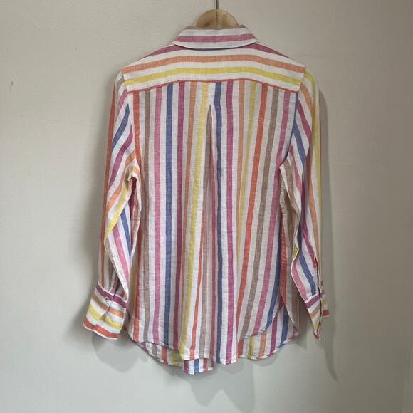 Talbots Petite Striped Linen Button Down Shirt 100% Linen Size M Petite - Picture 3 of 10